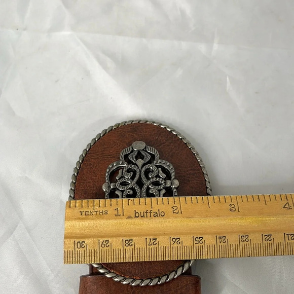 SIGNATURE Levi Strauss Boho Wide Western Belt Brown Vegan Leather Peg & Hole M/L - Picture 9 of 11